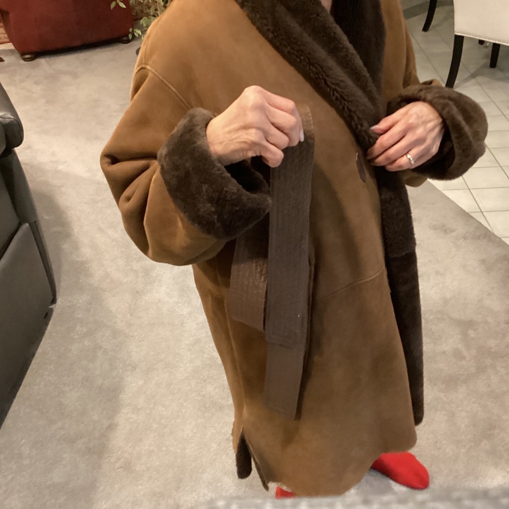 An authentic shearling coat